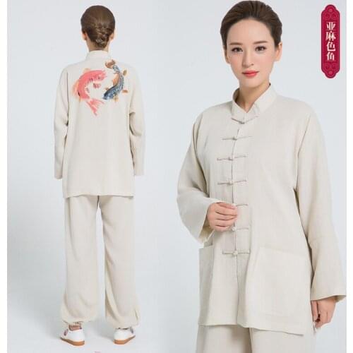 2018 New Product Tai Chi Clothing Uniform Hand Painted Tai Chi Clothing Kung Fu Clothes White Woman And Men 9 colors
