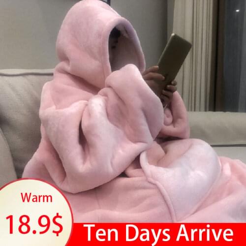 TV blanket Winter Bathrobe Plush Lengthened Shawl Women Bathrobe Long Sleeve Robe Coat Plus Size Warm Coat Women Home Clothes