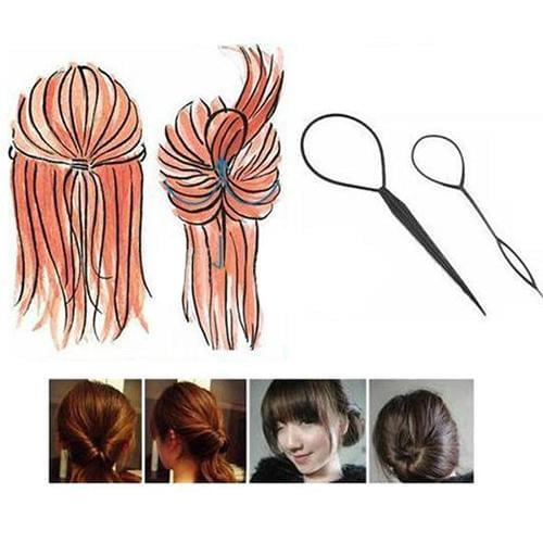Hot Useful 2Pcs Women Girl Topsy Tail Hair Braided Tool Ponytail Maker Easy Styling Tool