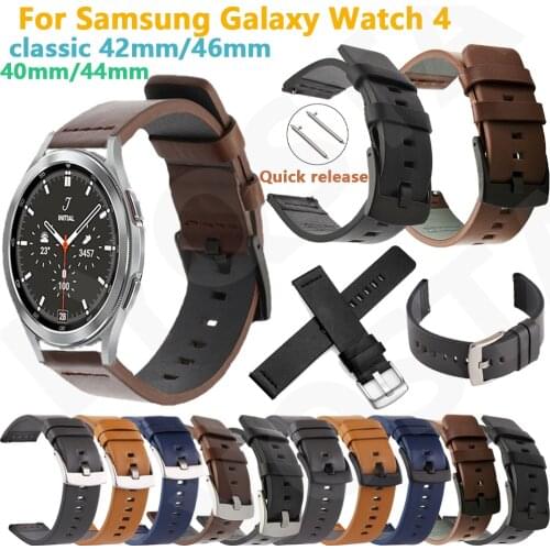 NEW 20mm Smartwatch Soft Leather Band For Samsung Galaxy Watch4 40 44mm Watch 4 Classic 42 46mm Wantchband Wrist Strap Bracelet