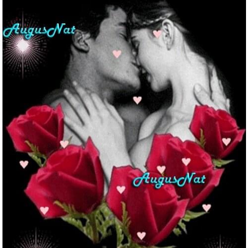 Rose flower diamond painting full round lover kiss valentines day present wall art wedding decals needlework crafts diy gifts