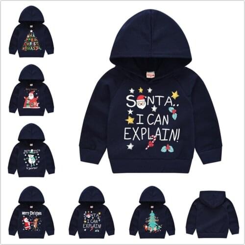 Santa Christmas Baby Boy Hoodies Sweater Clothes Girls Pullover Tops X'mas Children Outfit Toddler Sweatshirts Jersey 1-6 Years