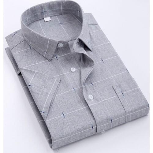 Casual Shirts for Men 5XL Plus Size Plaid Men Social Shirts Cotton Summer Short Sleeve Dress Shirt Mens Fashion Clothes Blusas