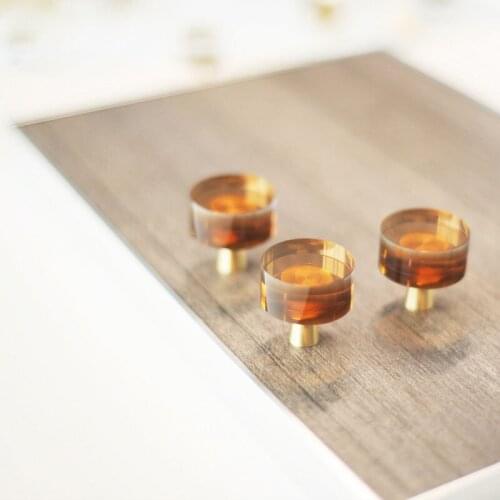 Brass Brown Transparent Crystal Dresser Knbos and Pulls Kitchen Cabinet Door Knobs and Handles for Furniture Hardware