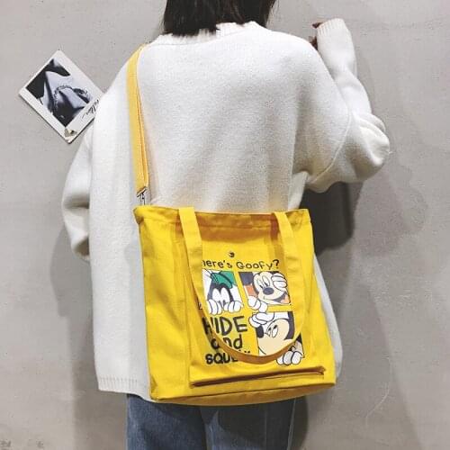 Student Satchels Boy And Girl Large Capacity Canvas Bag Mickey Crossbody Bag Printed Cartoon One-shoulder Bag Women Bag