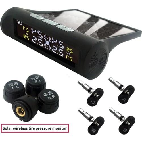 Car Tire Pressure Alarm Monitoring System Solar Charge Sensor Car Safety Digital Display Wireless Detector LED Barometer Tester