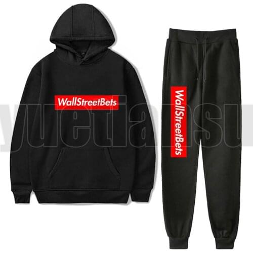 2Pcs/set WallStreetBets Unisex Hoodie Tracksuit Men Akatsuki Hoodies+Sweatpants Gamestop Hoodies Women WSB Pullovers Sweatshirts