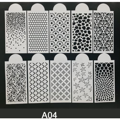 10pc Slimline Stencils Painting Templates for Scrapbook Cake Tile Furniture Wall Floor Decor Craft Draw Tracing Stencils