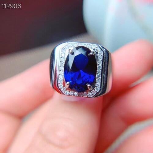 High Quality Sapphire Man Ring 925 sterling silver Wholesales Fine jewelry Natural and Real Sapphire Man Ring