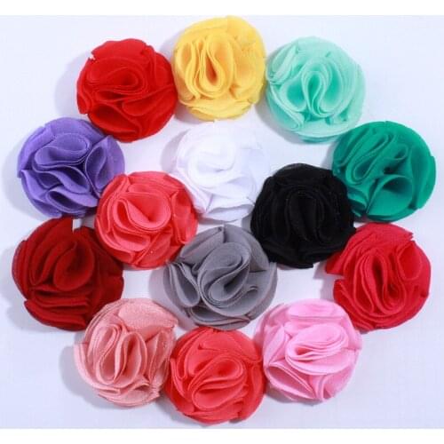 50PCS 4.5CM High Quality Fashion Round Chiffon Flowers For Headwear Accessories Fabric Flower For Headbands Cloth
