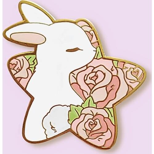 Beautiful Star Bunny Hard Enamel Pin Cartoons Animal Brooch Cute Roses Rabbit Golden Badge Fashion Lapel Backpack Pins Jewelry