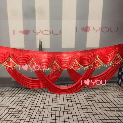 Ice Silk Party Curtain Backdrop Swag With Tassel Luxury Stage Background Drape Cloth Panels For Wedding Event Party Decoration