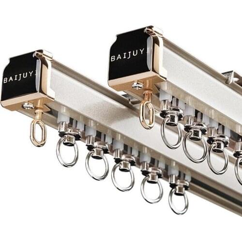 Aluminum Alloy Curtain Track Curtain Rod Ceiling Side Installation Single Durable Triple Curtain Accessories Customized