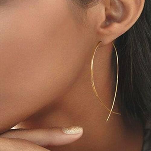 E019 One Pair New Fashion Gold- Big Hoop Earring Vintage Punk Cross Long Hoop Earring for Women Hot Sale Jewelry Wholesale