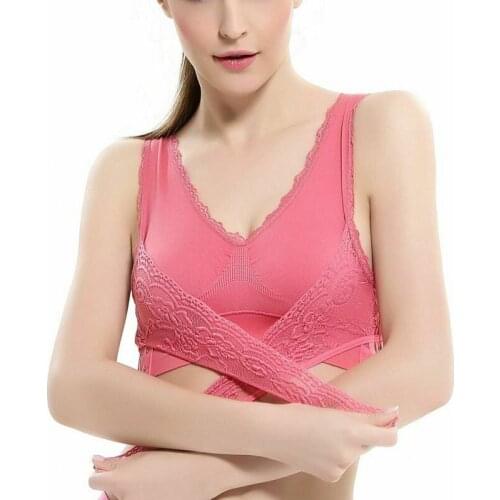 Women Underwear Sexy Push up Lace Bra Lingerie Cross Side Buckle Breathable Wireless Sleep Bra Solid Color Female Sports Bra