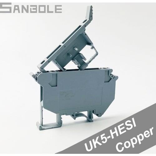 10PCS) Terminal blocks UK5-HESI UK5RD 4mm2 DIN Rail Mounted Copper Connector Screw Clamp Fuse Terminals UK series