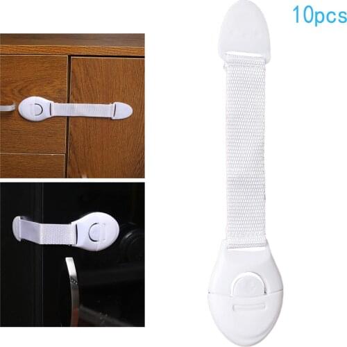 10 Pieces Baby Infant Care Safety Lock Adjustable Straps Latches Clear for Refrigerator Box Drawer Wardrobe Cabinet