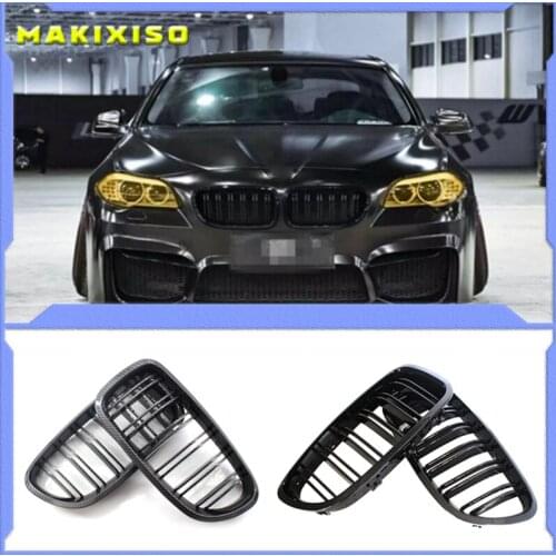 2Pcs Gloss Car Front Grille Wide Kidney Grille Grill For BMW 5 Series F10 F18 2010-2017 Front Bumper Grille