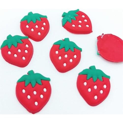 20/40Pcs/lot Soft glue Strawberry fruit Resin Flat back Cabochon Miniature Food Art Supply Decoration Charm Craft DIY