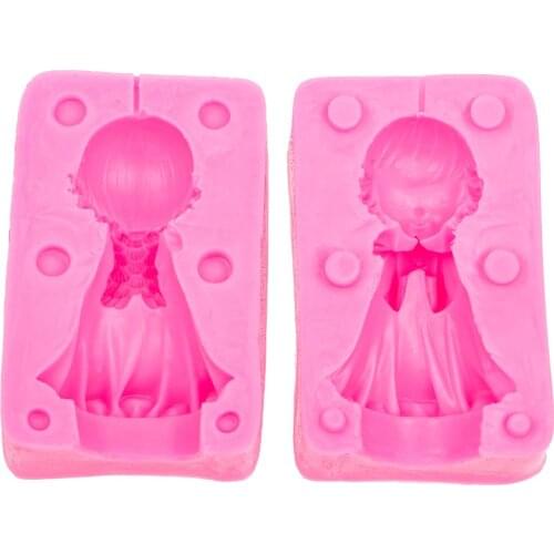 Baby girl shaped 3D Reverse sugar molding Food Grade silicone mould soap candle polymer clay molds cake decoration tools FT-0968