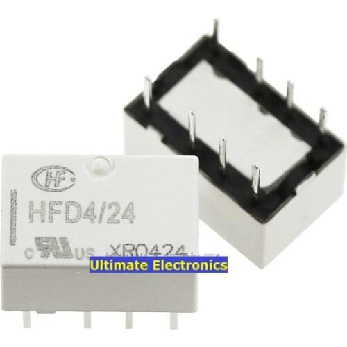 5pcs HFD4/24 relay HFD4-24VDC Monostable two sets of conversion 8 feet 0.5A125VAC