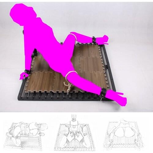 BDSM Bondage Equipment Tools Torture Restraining Frame Binding Bed Male Female Dog Slaves Leather Handcuffs Wrist Cuffs Sex Toys