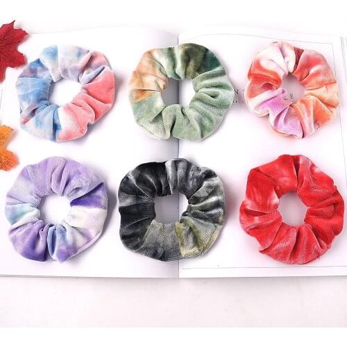 Free shipping fashion lovely color matching velvet women hair scrunchies ins girls hairbands Ponytail Holder Hair accessories