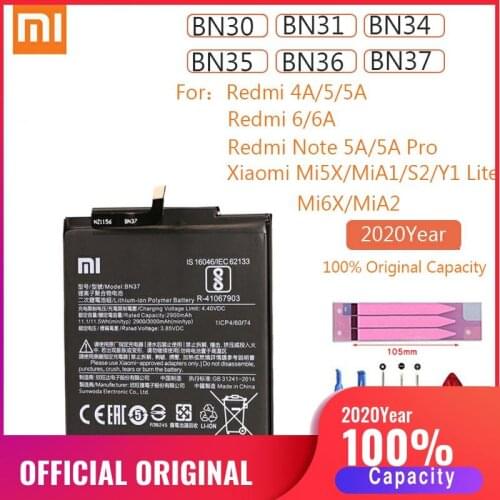 BN30 BN31 BN34 BN35 BN36 BN37 Original Xiao Mi 5X 6X A1 A2 Redmi 5 6 4A 5A 6A Note 5A Pro Replacement Battery For Xiaomi Mi5X