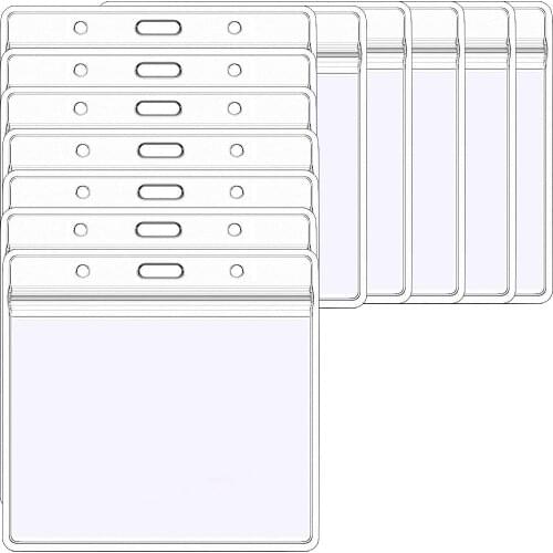 Name Badge Holder Large Waterproof ID Card Holders Heavy Duty Clear Horizontal Name Tag Resealable Zip Fits 3x4 Inches 79x114mm