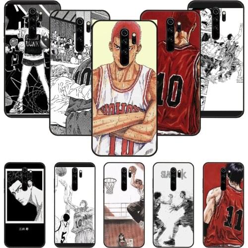 Phone Case For Xiaomi Redmi Note 8 8T 7 7A 9 9S 8A 4 5 Pro Black Cover Hoesjes Luxury Prime Trend Shell Japan Slam Dunk Comic