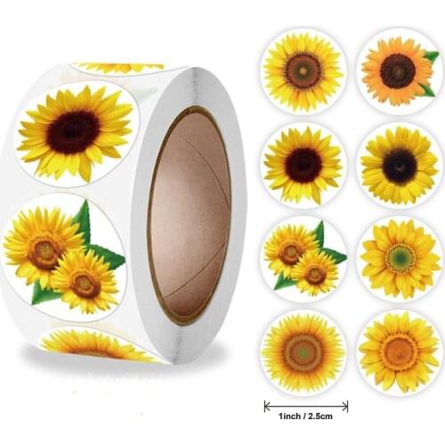Sunflower Flowers Thank You Sticker Scrapbooking 500pcs for Wedding Mother Day Gift Card Business Packaging Stationery Sticker