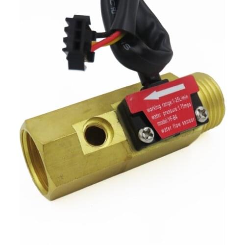 2PCS Water flow sensor meter counter indicator Turbine Hall flowmeter with temperature probe YF-B4 DN15 G1/2'' 1-25L/Min