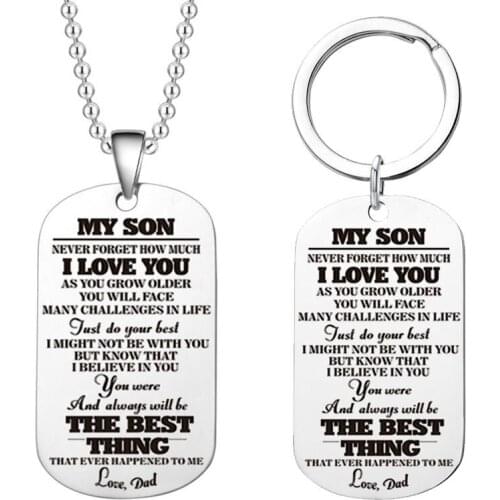 To My Son Unique Designer Mens Military Army Style Stainless Steel Dog Tags Chain Mens Pendant Necklace Accessories