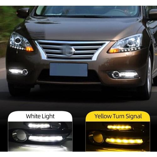 2Pcs DRL For Nissan Sentra Sylphy 2012 2013 2014 2015 LED DRL Daytime Running Lights Daylight Fog light cover headlamp white