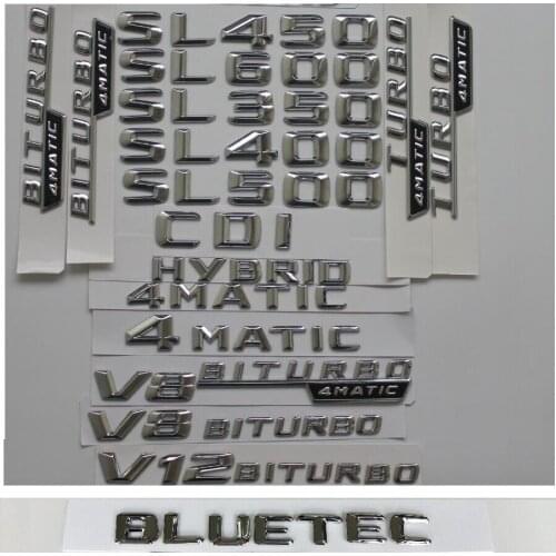 Chrome Plastic Trunk Rear Letters Badge Emblem Emblems Sticker for Mercedes Benz SL350 SL400 SL280 SL300 SL500 SL600 CDI 4MATIC