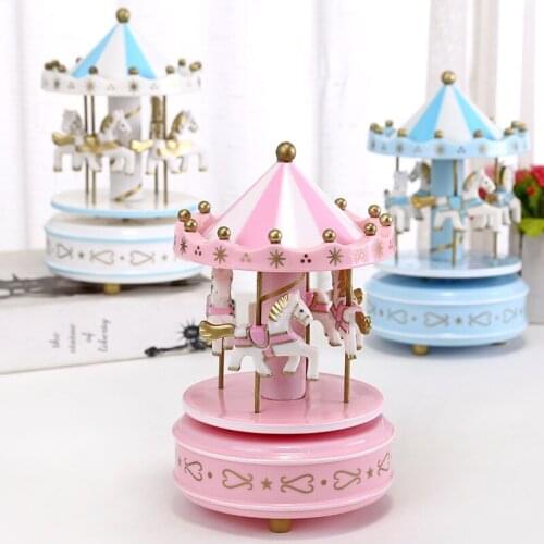 Carousel music box wooden music box sky city birthday gift Desktop decoration