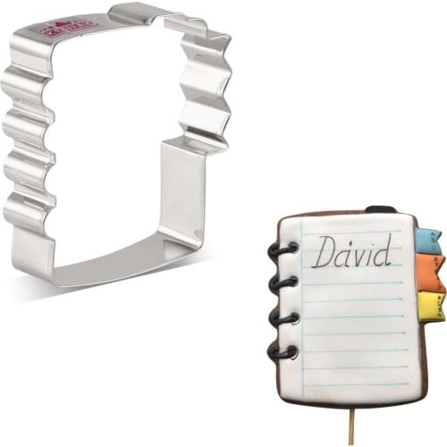 KENIAO Notebook Cookie Cutter for Back to School - 9.2 x 9.4 cm - Biscuit and Fondant Cutter for Student - Stainless Steel