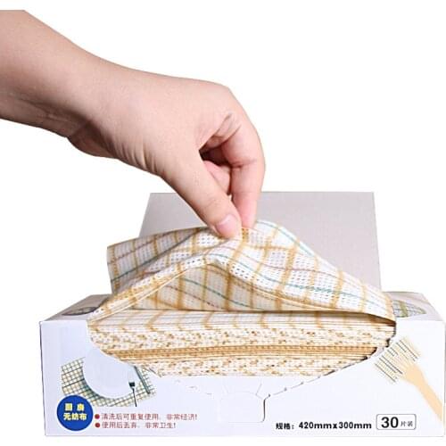 Plaid kitchen cleaning lazy cloth non-woven disposable dish cloth