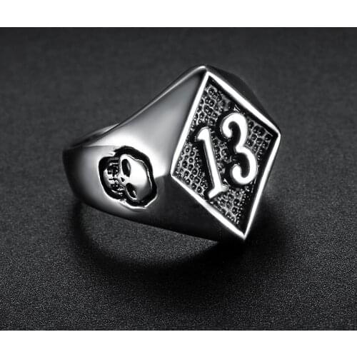 Hotsell Cool Design Lucky 13 Ring 316L Stainless Steel Mens Women Fashion Biker Number 13 Ring