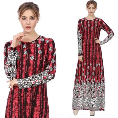 Moroccan Kaftan for Dubai Women Moslin Long Skirt Dress Female Temperament Stitching Polka Dot Printing Beach Long Skirt 7530