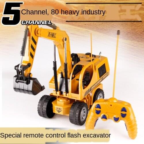 Remote Control Engineering Vehicle 8032E Flash Stunt Car 2.4G Big Construction Truck 5-Channel Vehicle Excavator Toys For Kids