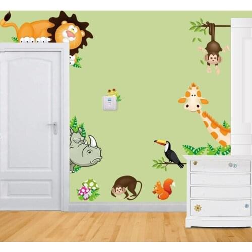 Cute Cartoon Animal Wall Sticker Monkey Giraffe Vinyl Removable Decal Mural Art DIY Home Baby Kids Room Nursery Decoration