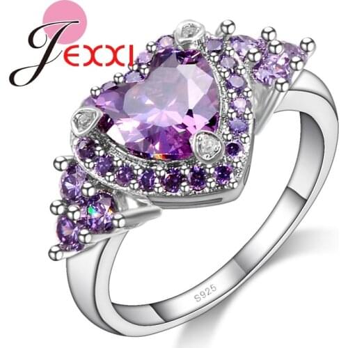 Fashion Elegant Purple Cubic Zirconia Wedding Rings For Woman 925 Sterling Silver Engagement Anniversary Rings