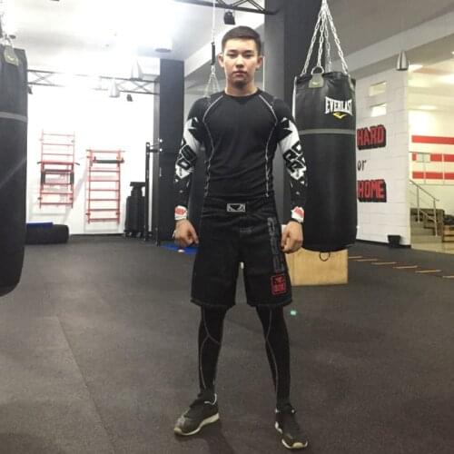 Mens suit Tracksuit Compression Clothing Winter Warm Fitness Jogging Suit Fighting Jiu Jitsu rash guard MMA men workout set