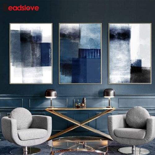 3 piece set Abstract Minimalist Blue Graffiti diamond painting full square round 5 d Diamond Embroidery mosaic Triptych art