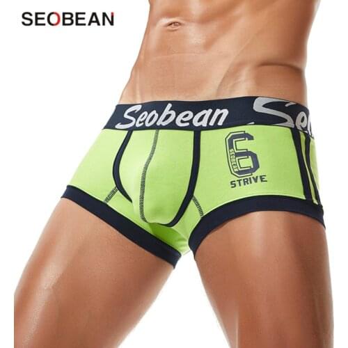 3pcs/lot SEOBEAN Male Panties Cotton Mens Underwear Boxers Breathable Man Boxer Printing Underpants Sexy Low waist Boxer Shorts