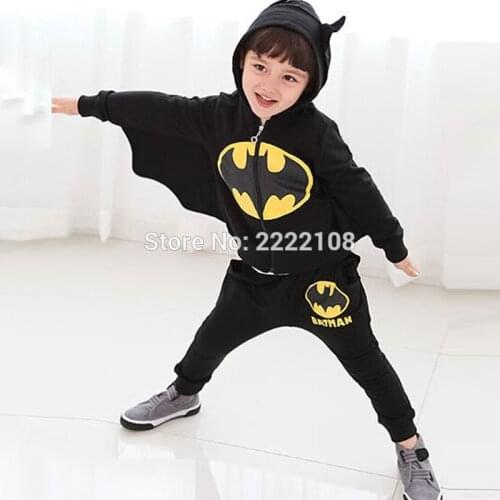 New Kids Cosplay Halloween Costume 2021 winter children clothing suits Cartoon bat man costume children Black suit boys clothes