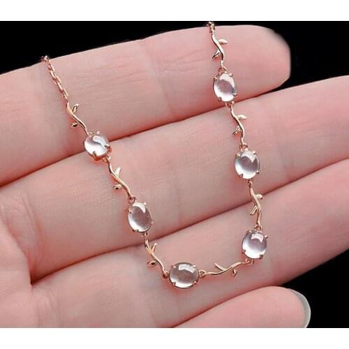 New original natural ice ellipse chalcedony plant winding bracelet retro elegant fresh charm little fairy brand silver jewelry