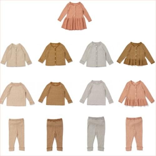 PER-SALE 2021 KS Autumn Childrens Knitted Suit Toddler Girl Fall Clothes Kids Boutique Clothing Wholesale Girls Clothing Sets
