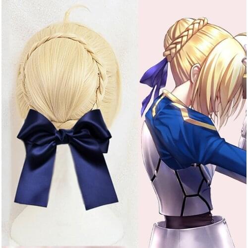 FGO Alter Saber Wig Fate Grand Order Cosplay Wig Anime Fate Stay Night Heat Resistant Cosplay Hair Wigs + Bow Hairpins